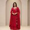 Georgette -Heavy Chikankari Work Pink Top