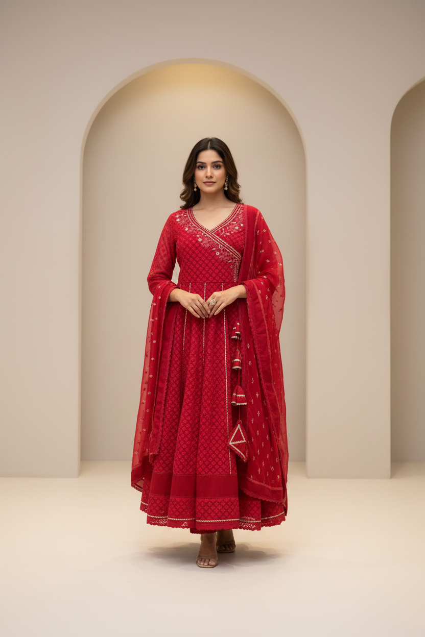 Georgette -Heavy Chikankari Work Pink Top