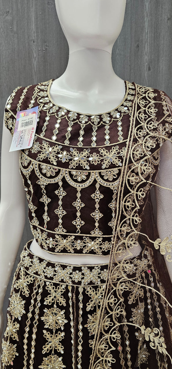 Lehenga Set - Brown Party Wear Lehenga Set- Size 38 image 1