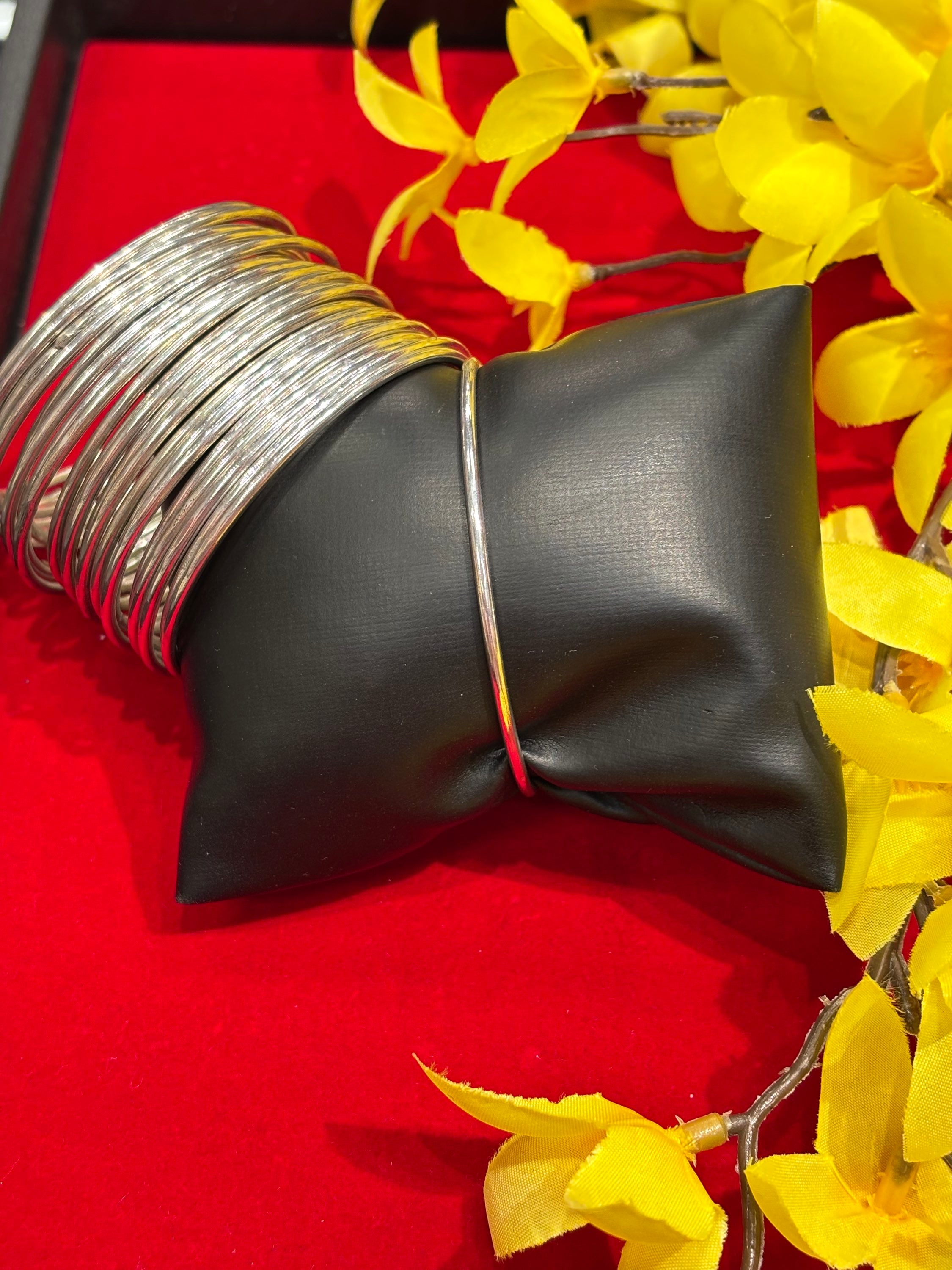 Thin German Silver Bangles Set - 24 pieces- Size 2.4 image 1