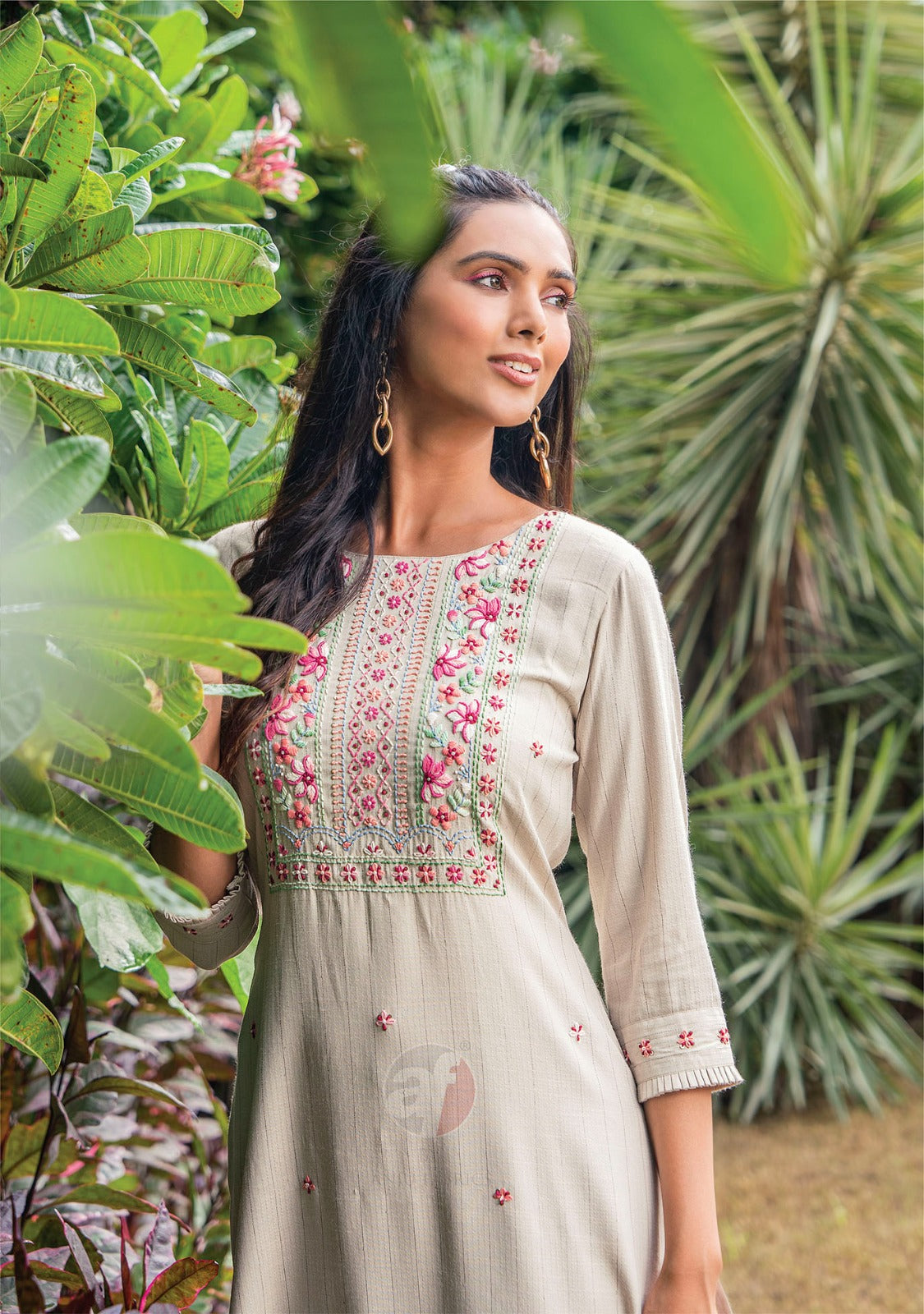Rayon Kurti - Stylish and Elegant Rayon Embroidery Work Kurtis image 3