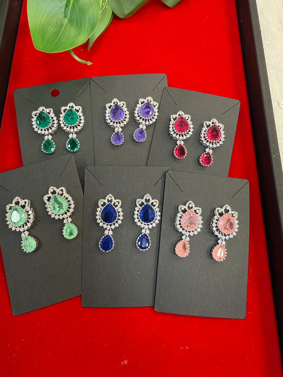 Silver Finish CZ Earrings/Studs