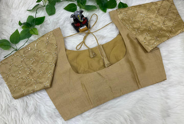 Raw Silk Blouses with embroidery work on sleeves- Size 42