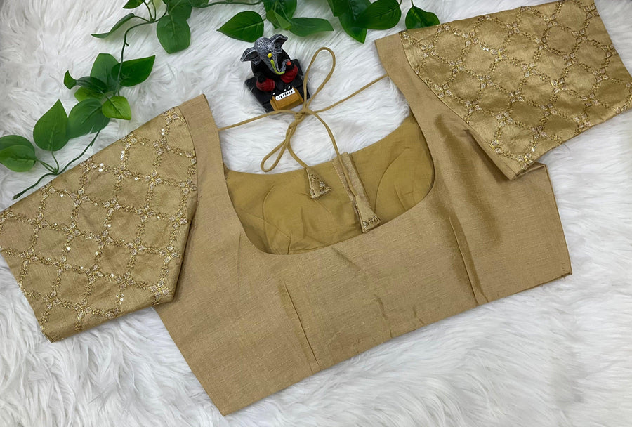 Raw Silk Blouses with embroidery work on sleeves- Size 42