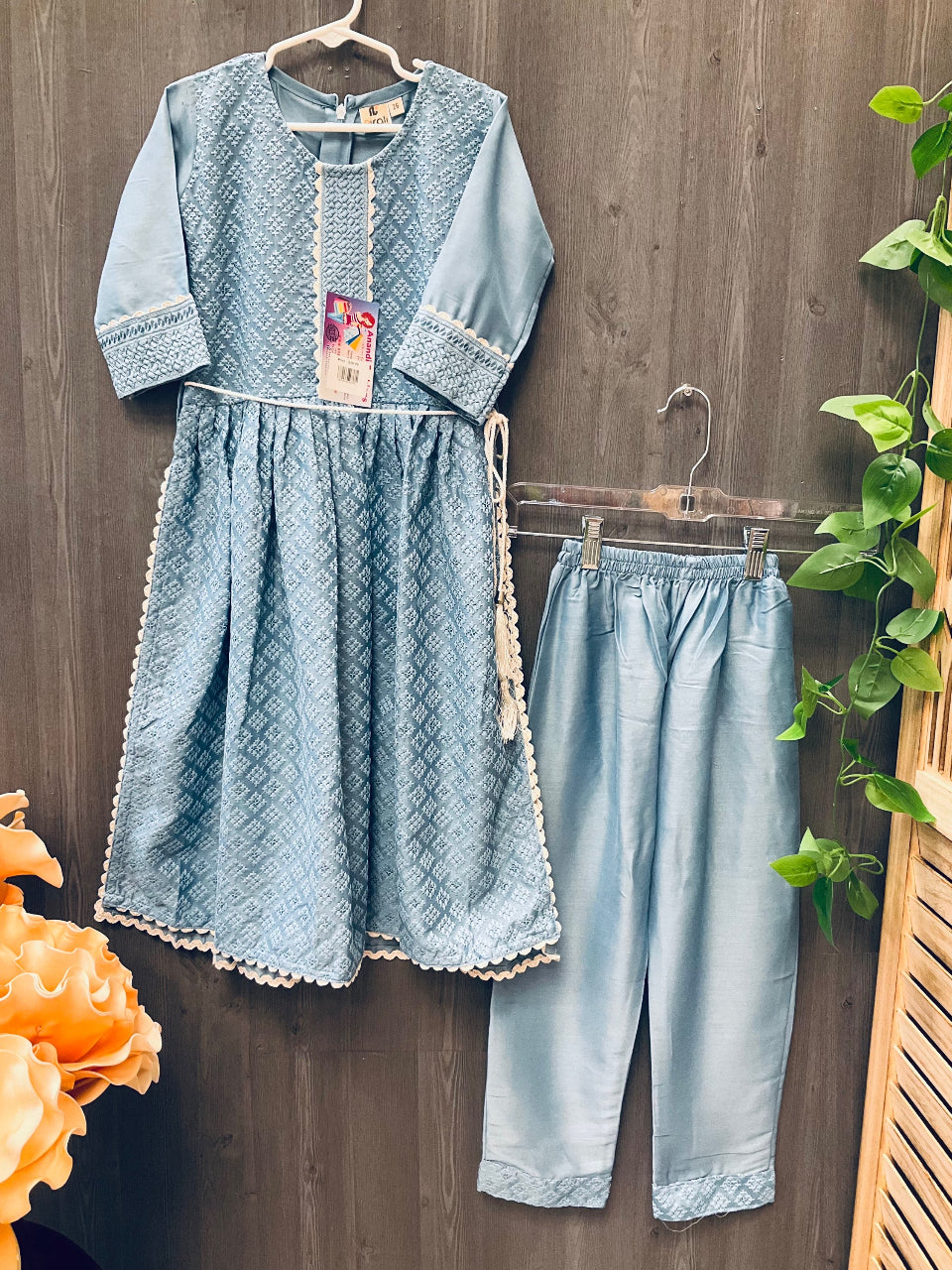 Kids Dress - chikankari palazzo set image 0