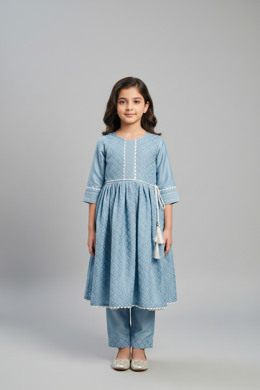 Kids Dress - chikankari palazzo set