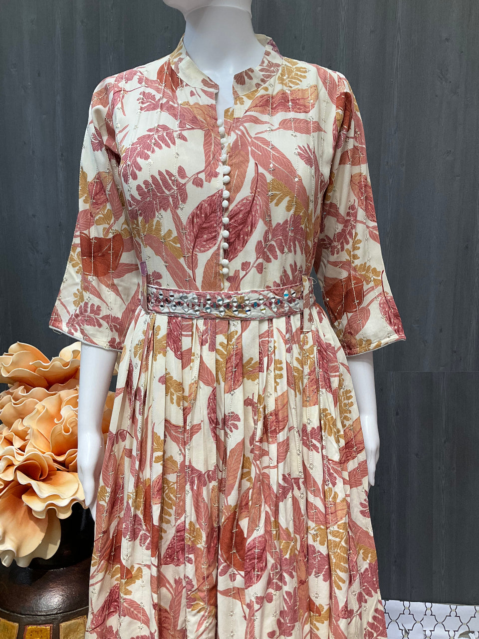 Semi Party Wear - White Anarkali Dress image 2