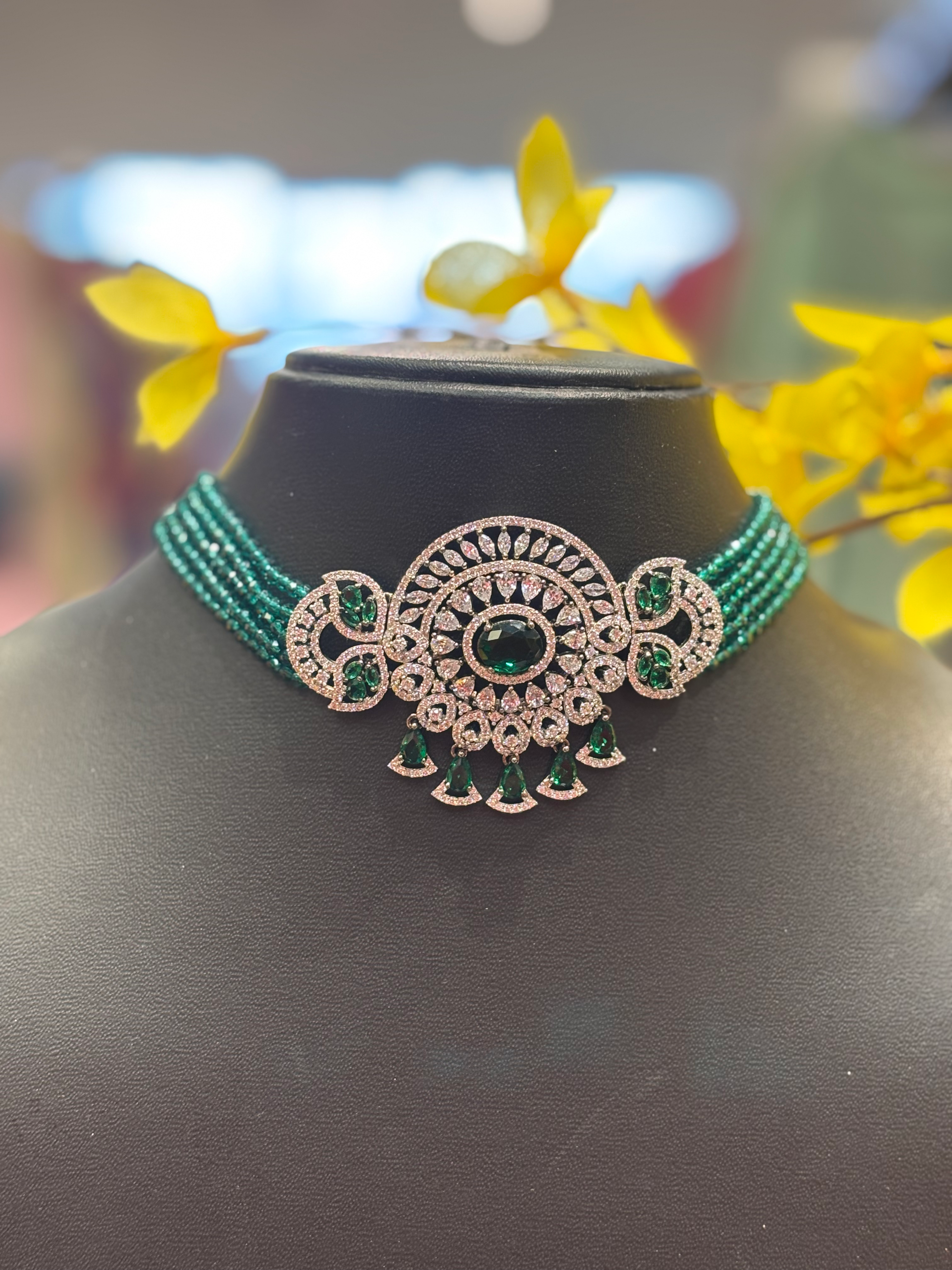 Green - Party Wear Choker Set image 1