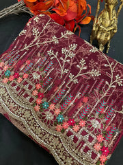 Net Heavy Party Wear Saree with Shaded Design - Elegant Sophisticated