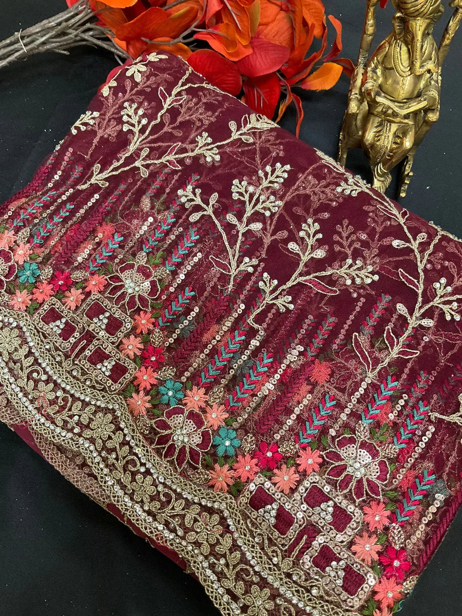 Net Heavy Party Wear Saree with Shaded Design - Elegant Sophisticated