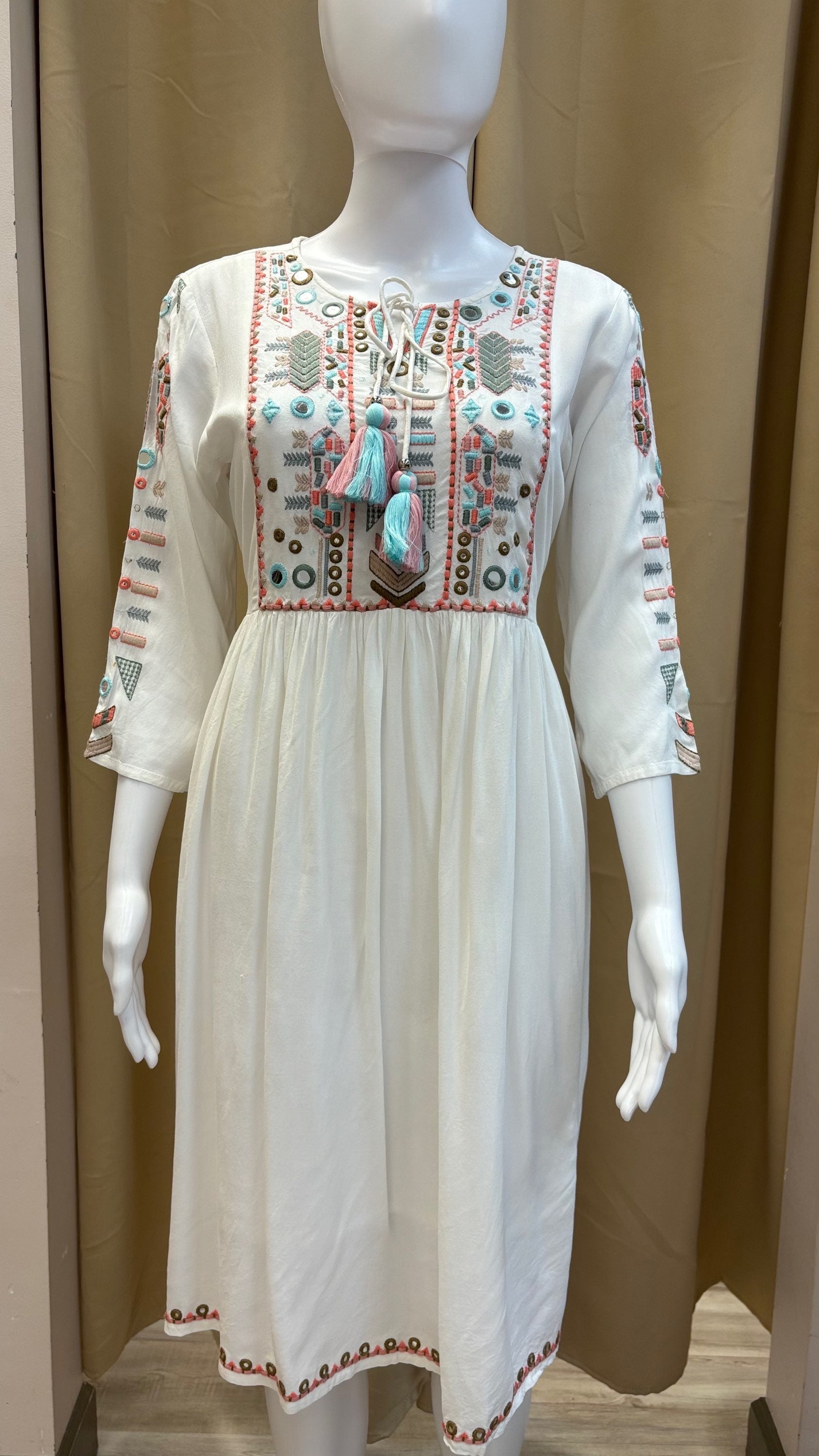 Size 42-White Tunic Kurti - Soft Rayon Tunic in white  image 0