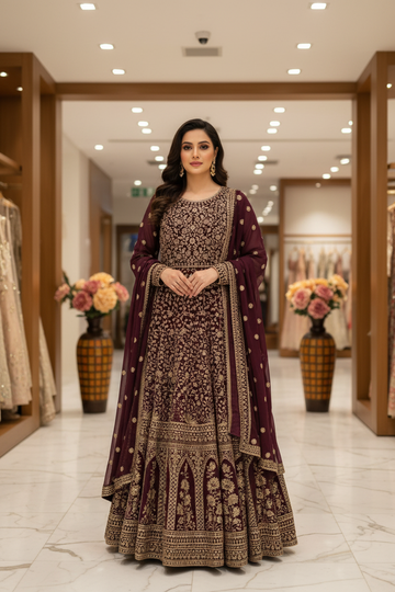 Size 40-Designer-Heavy party wear long dress