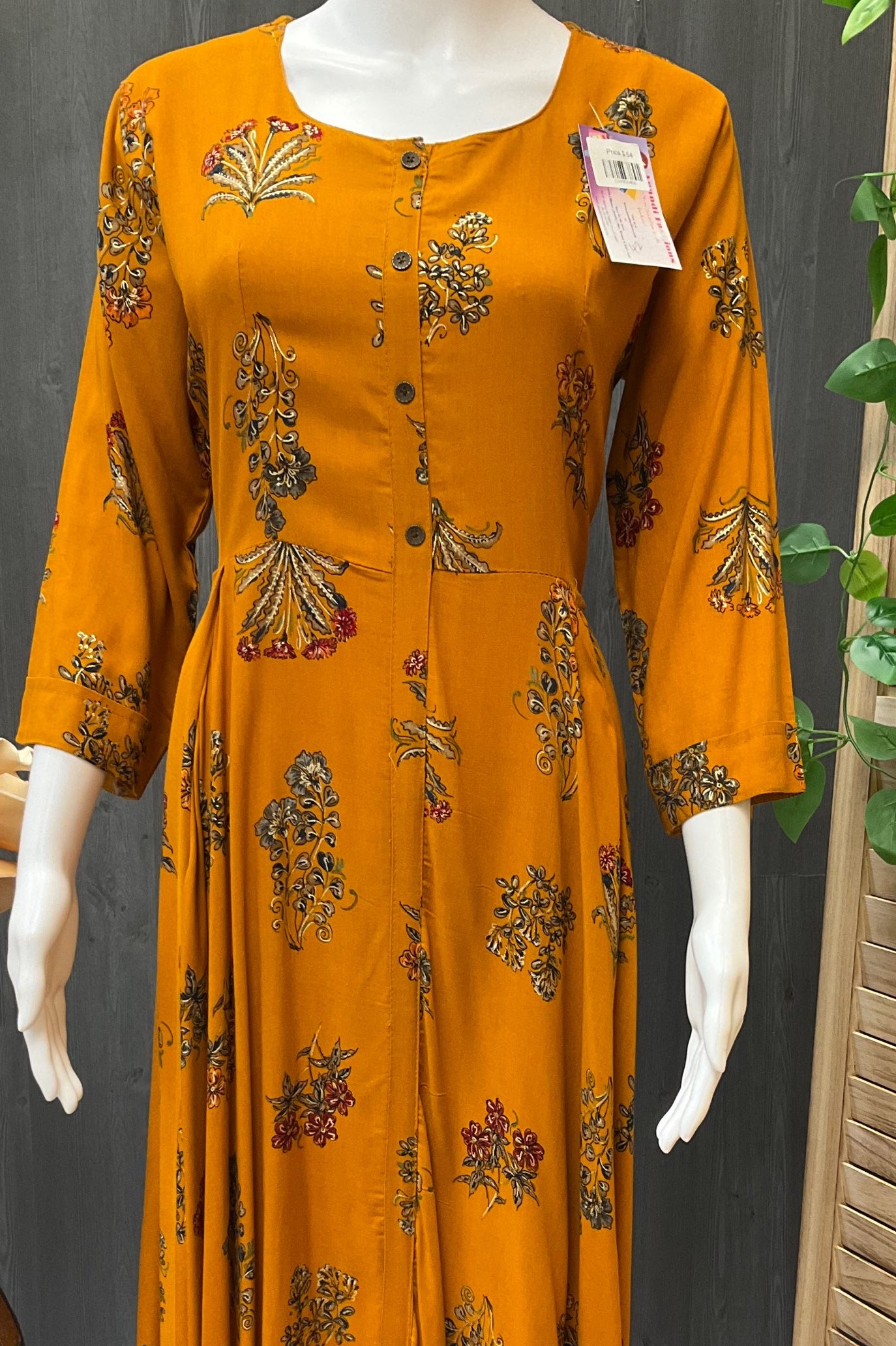 Rayon mustard yellow kurti in size 42 image 1
