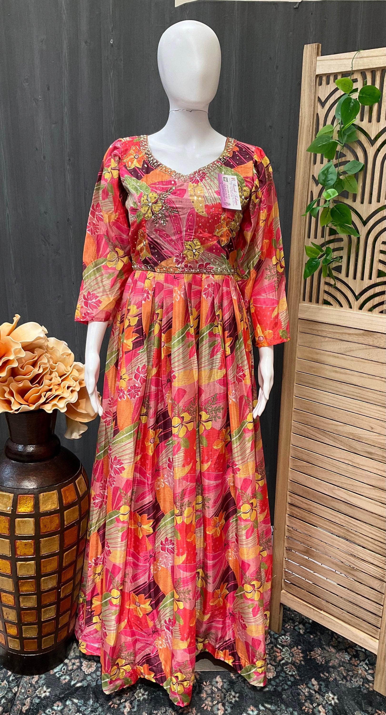 Floral Print Party Wear long dress image 1