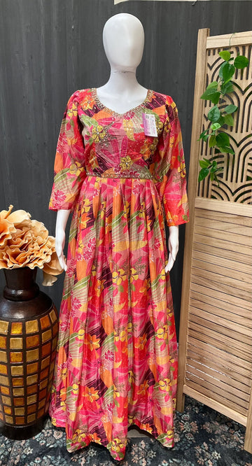 Floral Print Party Wear long dress