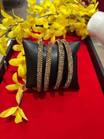 Gold Stone Bangles (set of 4)- Plus Size 2.14