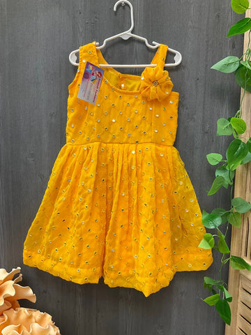 Toddler Girls DRess- Georgette Yellow frock/Dress- Size 24