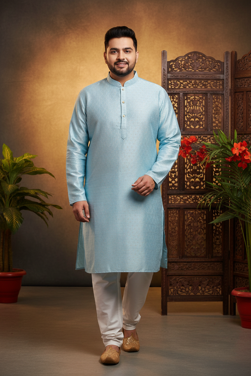 Men’s Plus Size Pastel Kurta Set