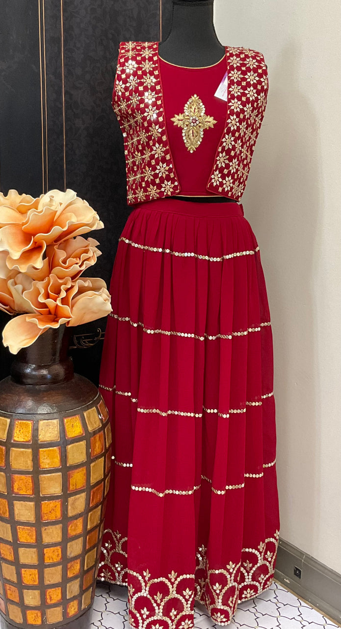 Lehenga set - Chic Festive Lehenga Ensemble with Stylish Vest for Teens image 0