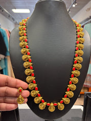 Temple Jewelry- Lakshmi Coral Long Necklace set