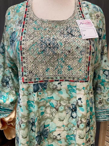 Plus Size Rayon Floral Printed Anarkali Kurti