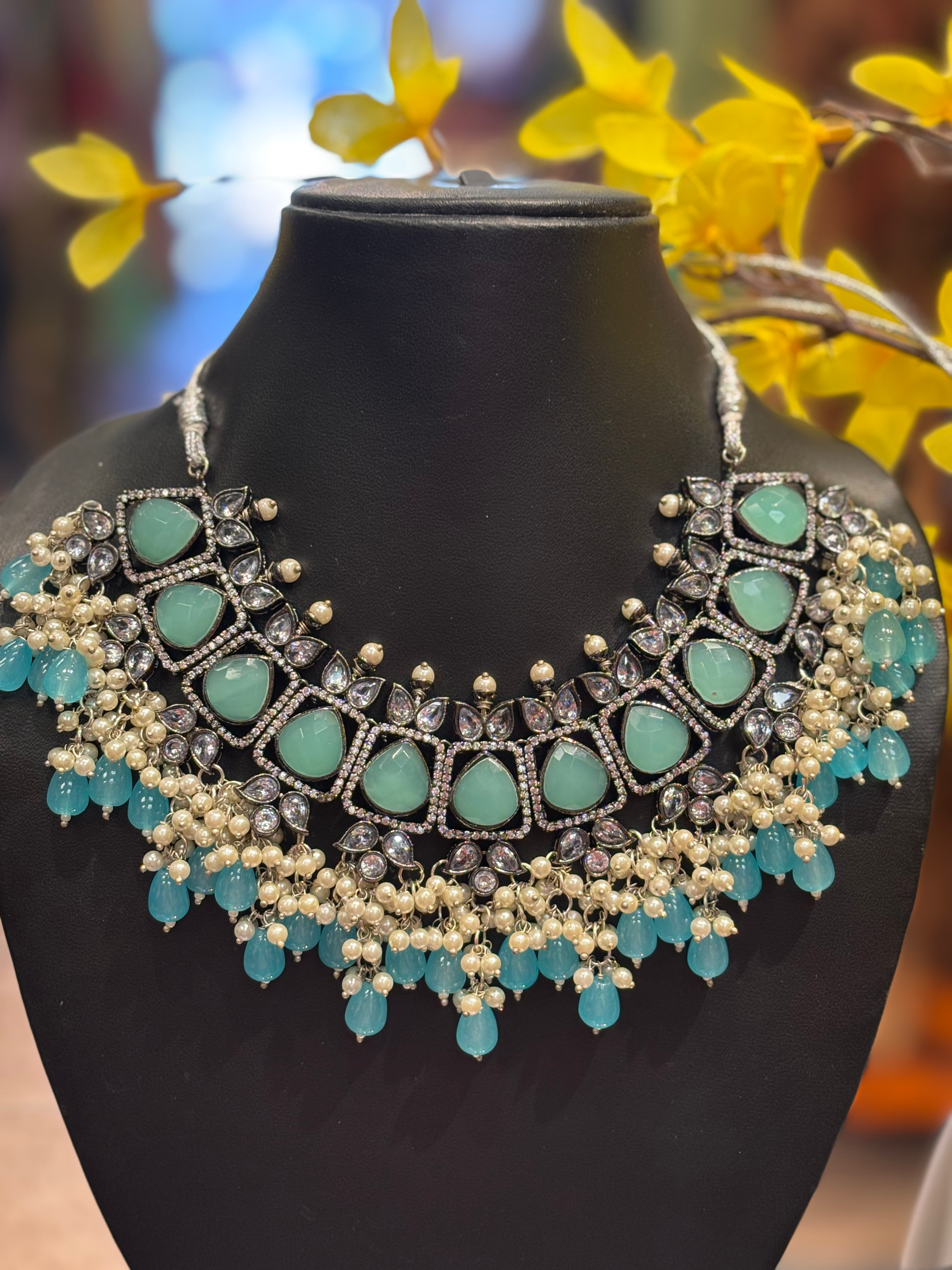 Fancy Necklace set with Blue Beads image 1