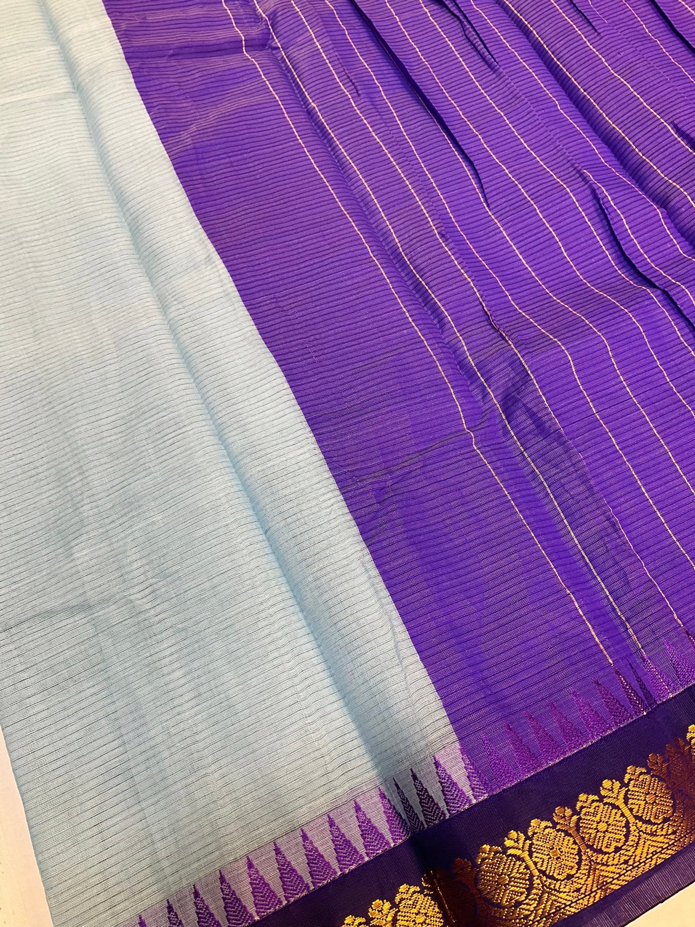 Pure Handloom Gadwal Cotton saree with small Border image 2
