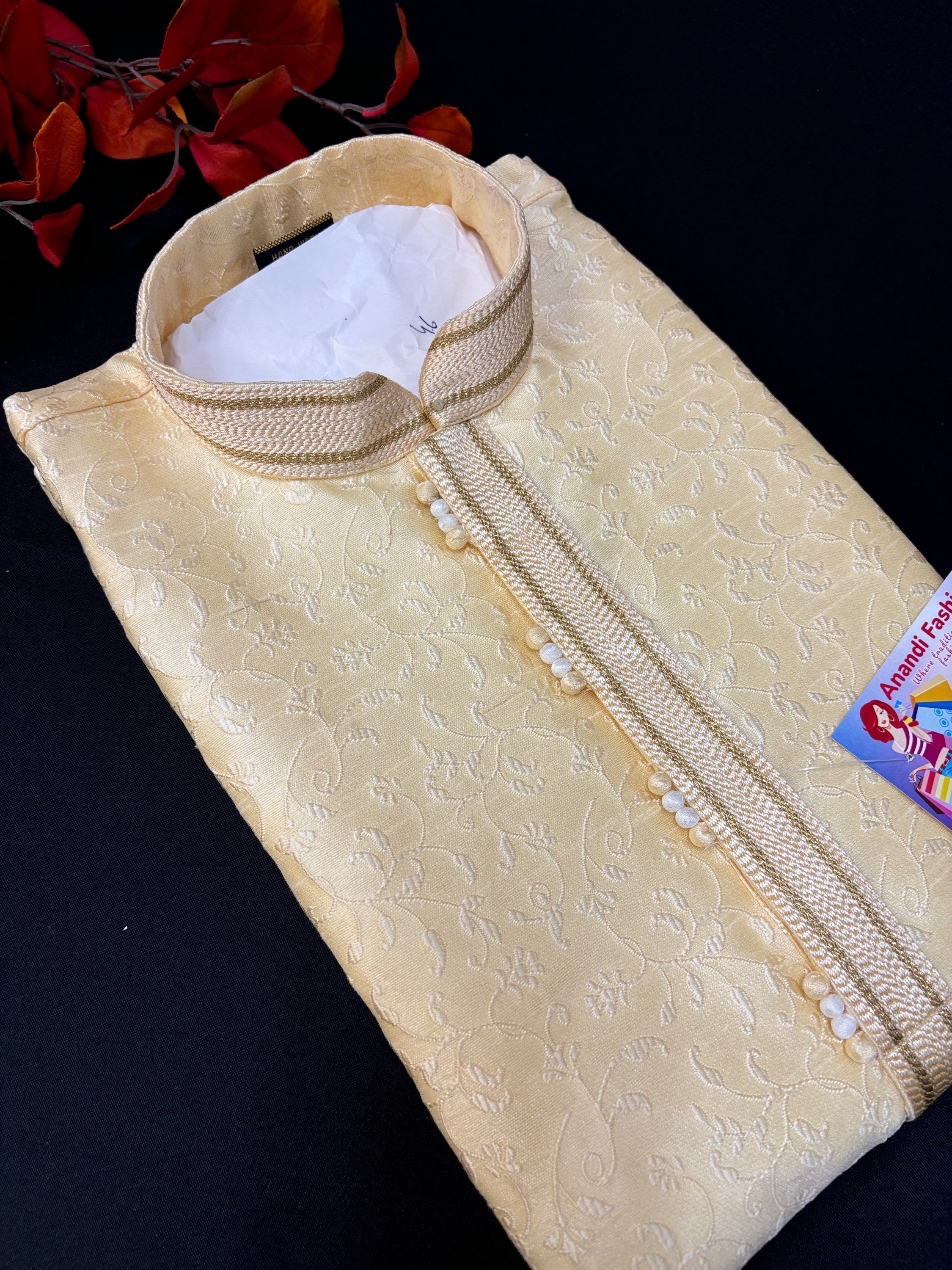 Kurta for Men - Silk Jacquard Kurta Pajama Sets for Men - Size 42/44/46 image 2