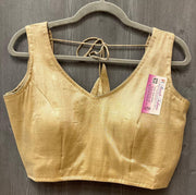 Back Opening Shiny Gold Blouse Size 38 (Fits up to 40) - Party Wear