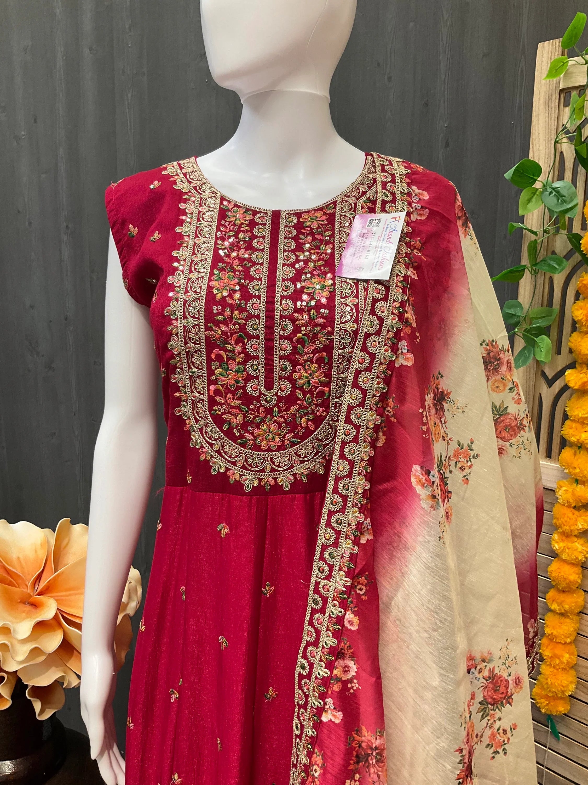 Plus Size Anarkali Party Wear Dress - Elegant Ethnic Gown