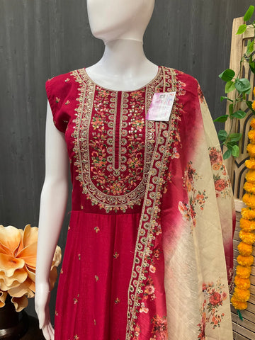 Plus Size Anarkali Party Wear Dress - Elegant Ethnic Gown
