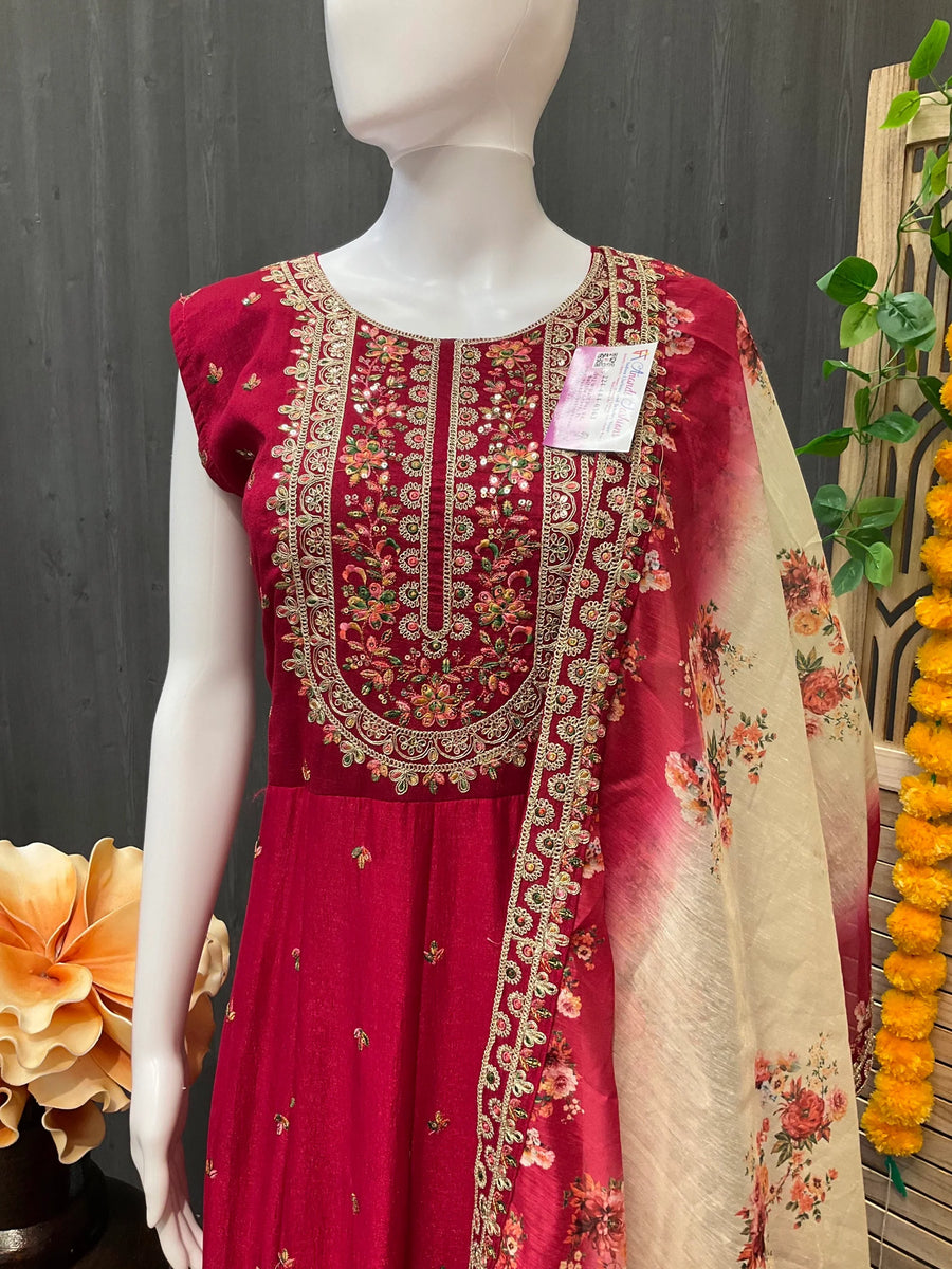 Plus Size Anarkali Party Wear Dress - Elegant Ethnic Gown