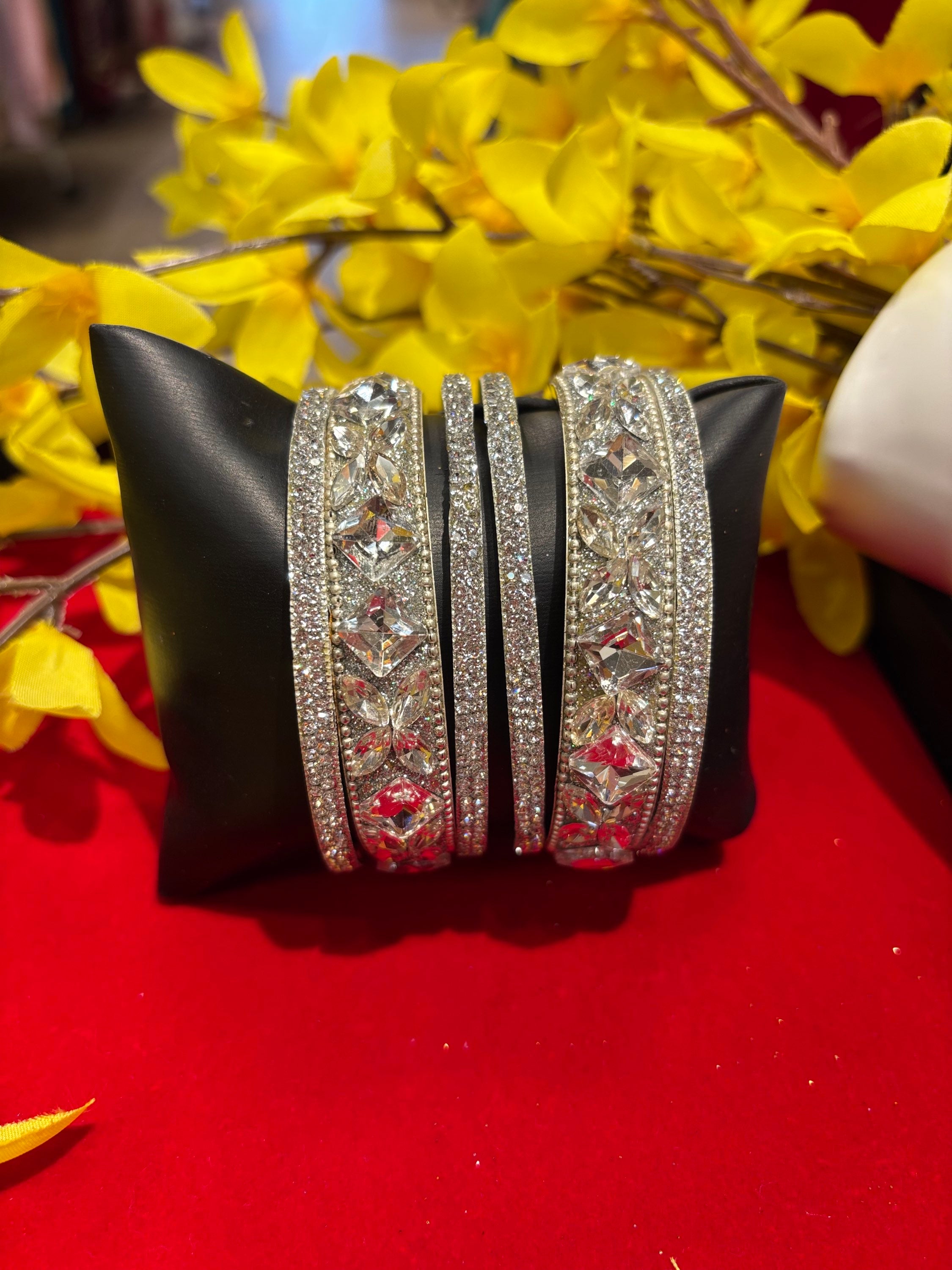 Fancy Silver Bangles (Set of 6) image 0