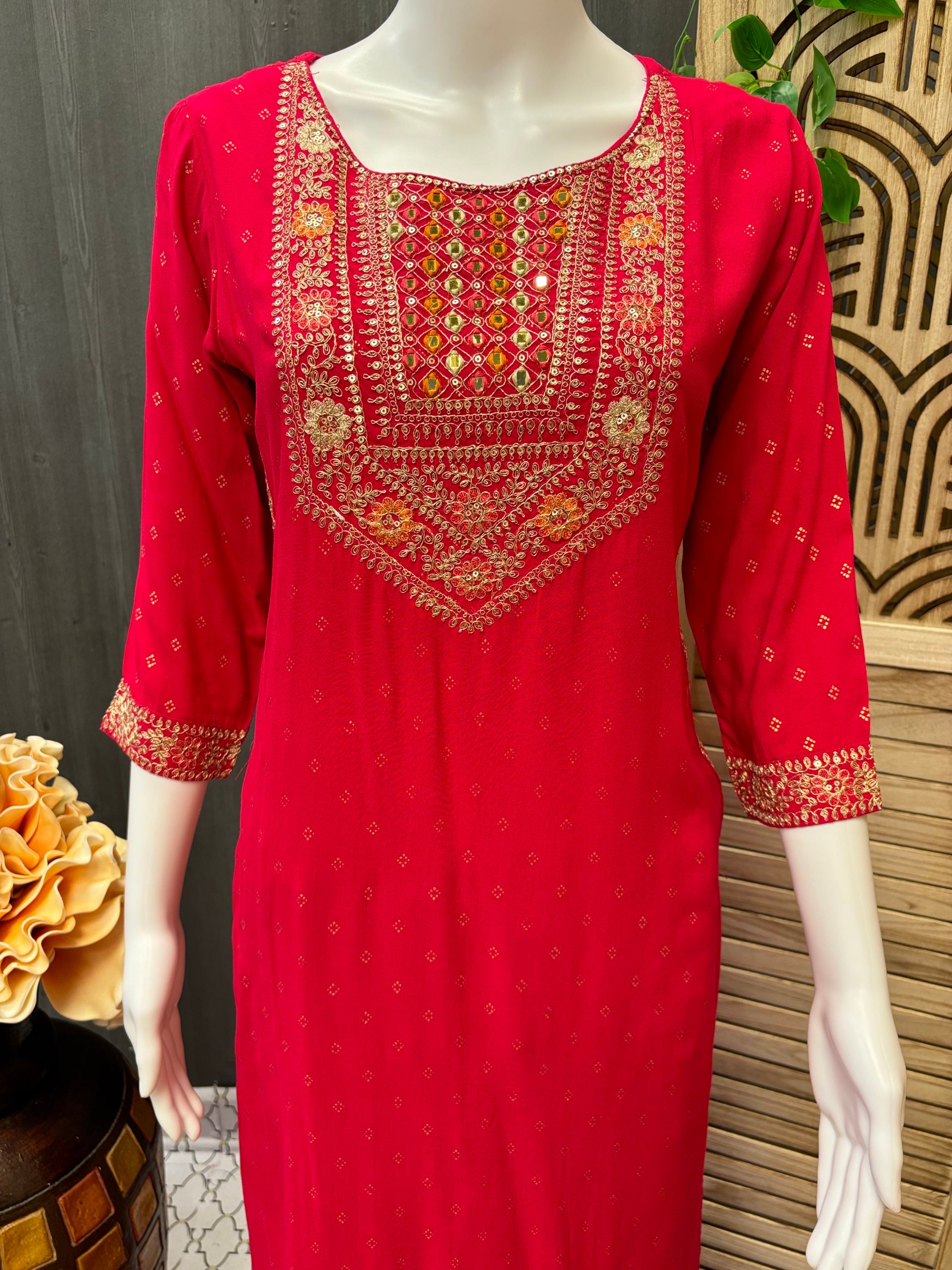 Pink -Party Wear Rayon Sharara Suit image 2