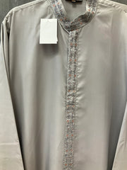 Size 44 Grey Soft Silk Kurta with Embroidery Work on Neck