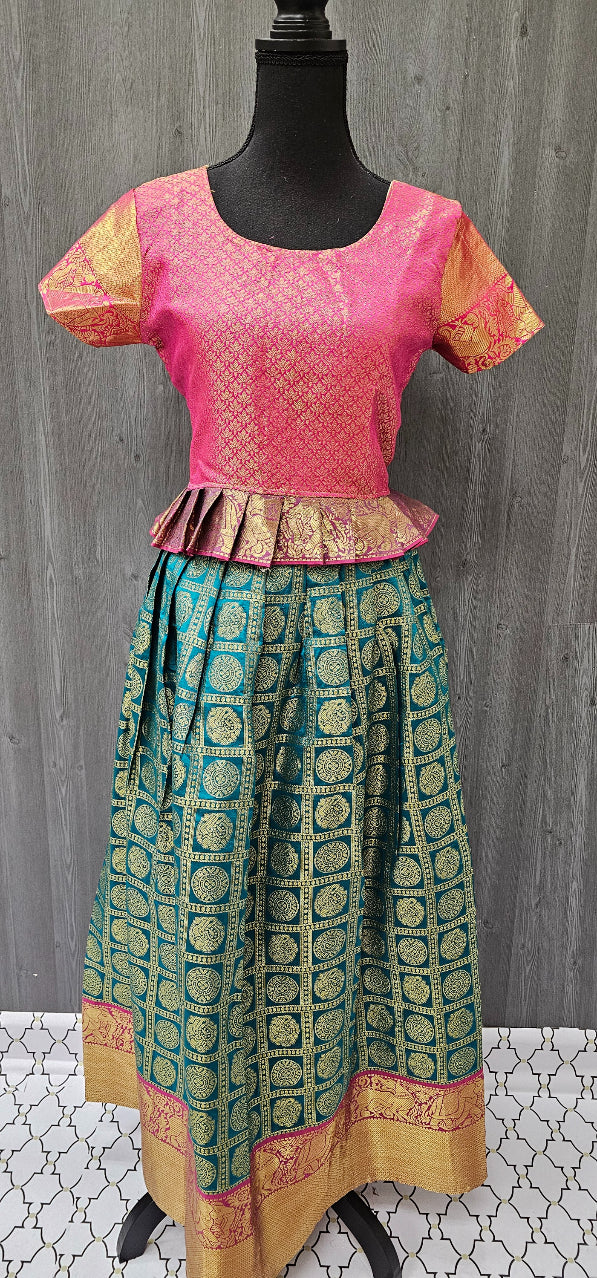 Pattu Pavadai - South Indian Traditional Pattu Langa/Pavadai set- Size 38 image 3