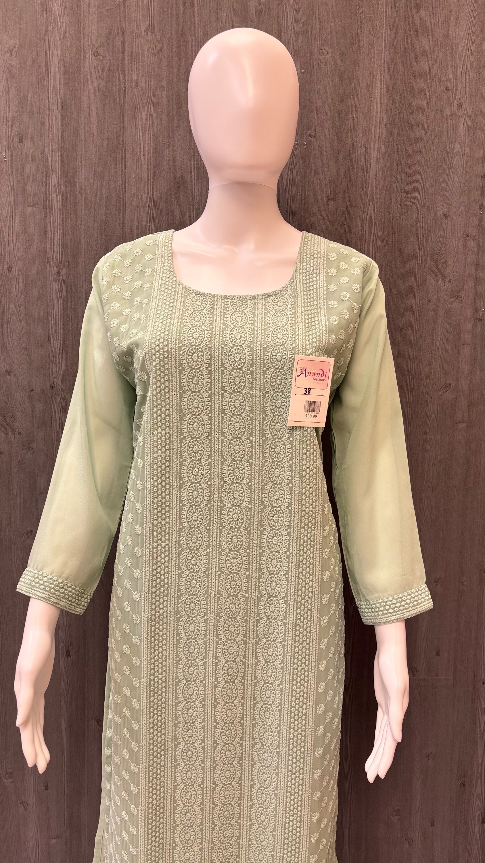 Pastel Colors-Georgette Chikankari Kurti - Elegant and stylish Chikankari Kurti image 5