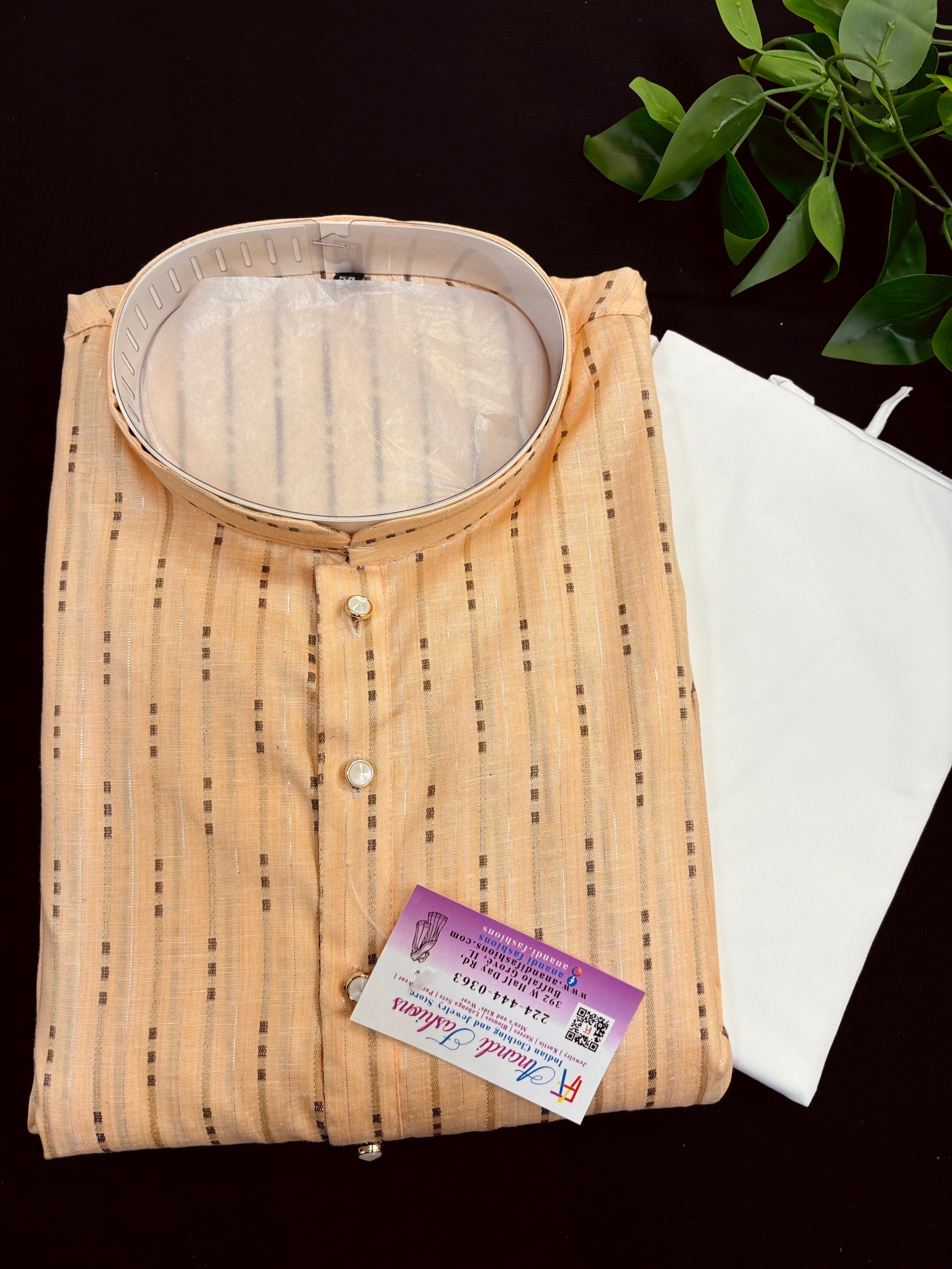 Plus Size Orange Kurta Pajama Set for Men - 52 to 60 image 0