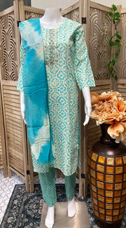 Blue - Pure Cotton kurti set