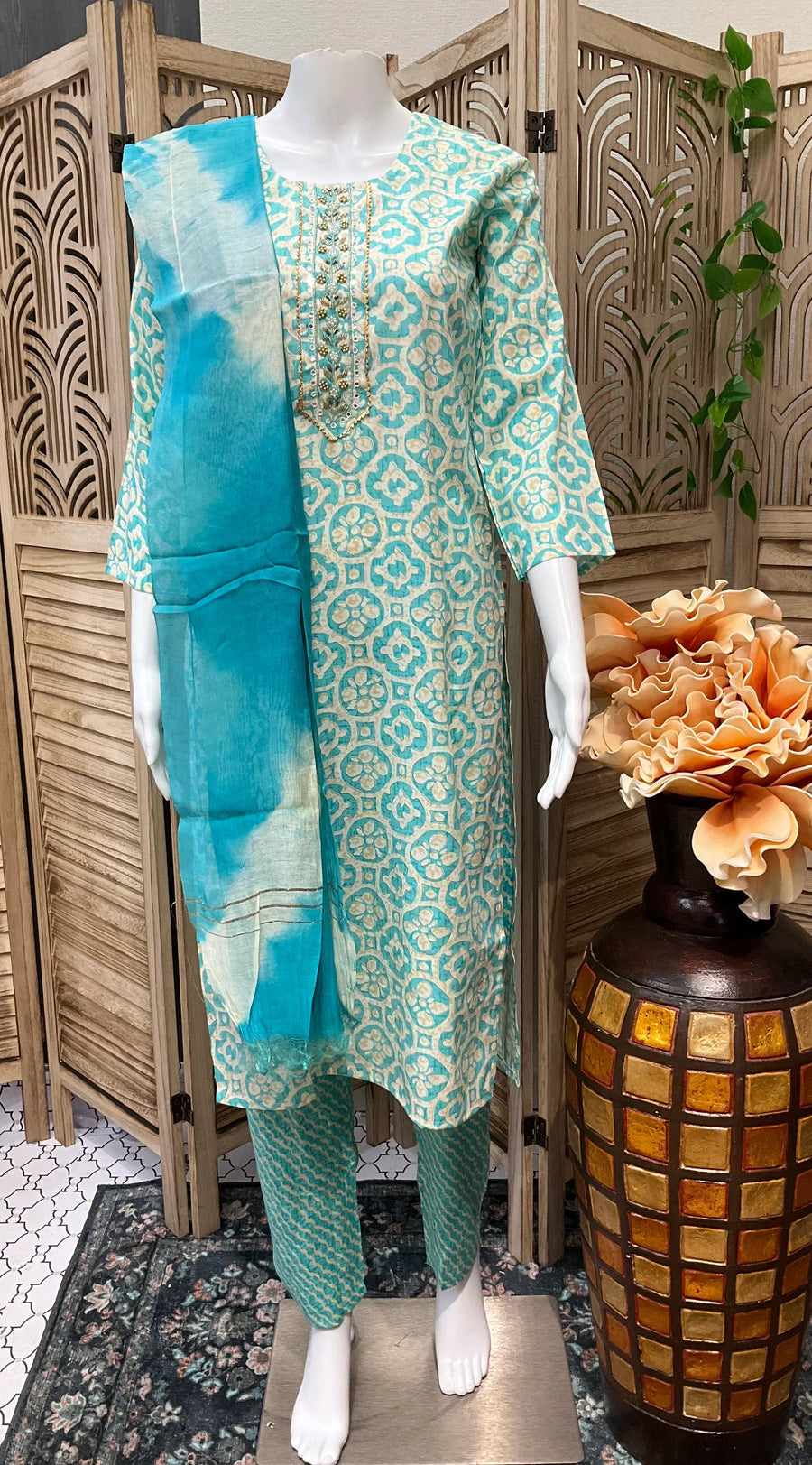 Blue - Pure Cotton kurti set
