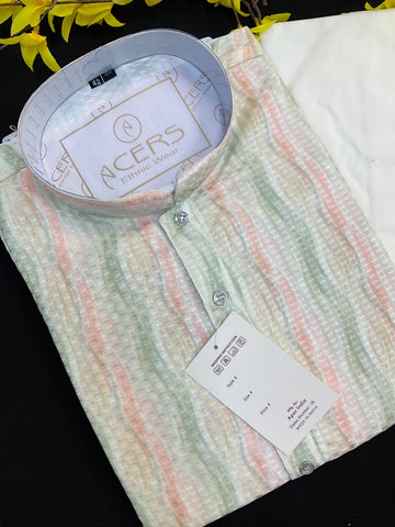 Mens Kurta Set with Beautiful Pattern - Traditional Ethnic Wear