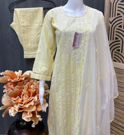 Elegant Pastel Color Chikankari Kurti Set - Traditional Embroidery