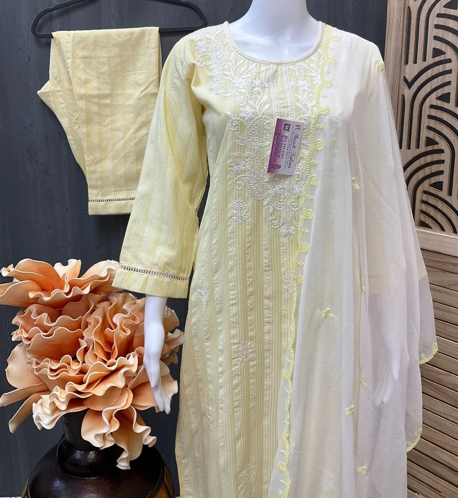 Elegant Pastel Color Chikankari Kurti Set - Traditional Embroidery