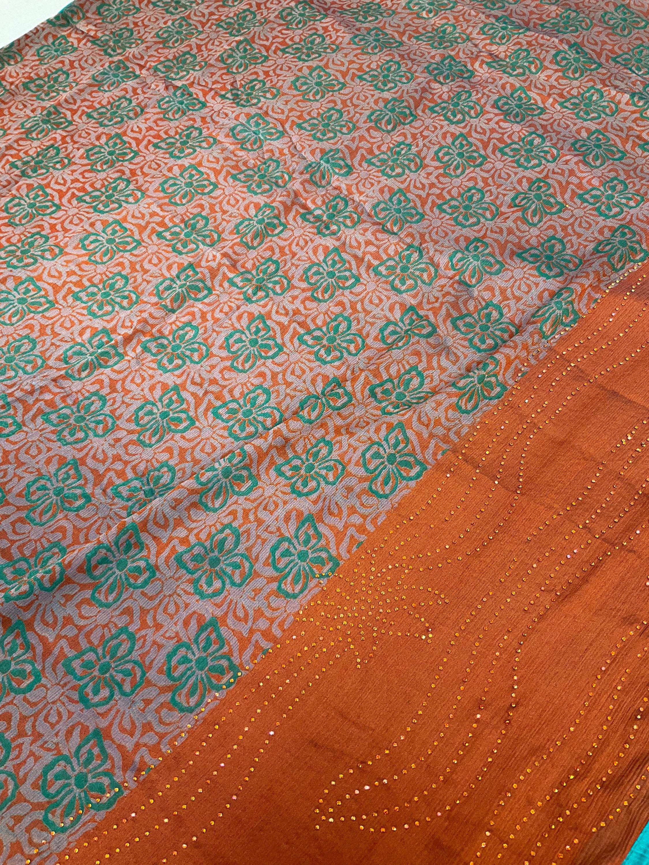 Chiffon Saree - Chiffon Brown Saree with Stone Work image 3