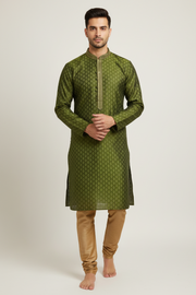 Men’s Green Silk Kurta Set