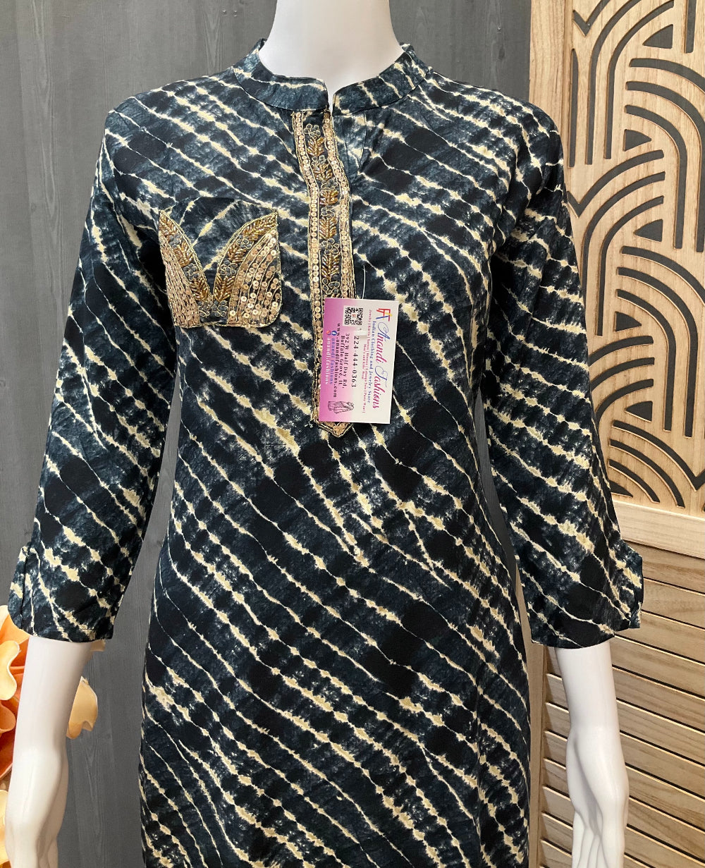 Rayon Kurti set with Afghani pants image 4