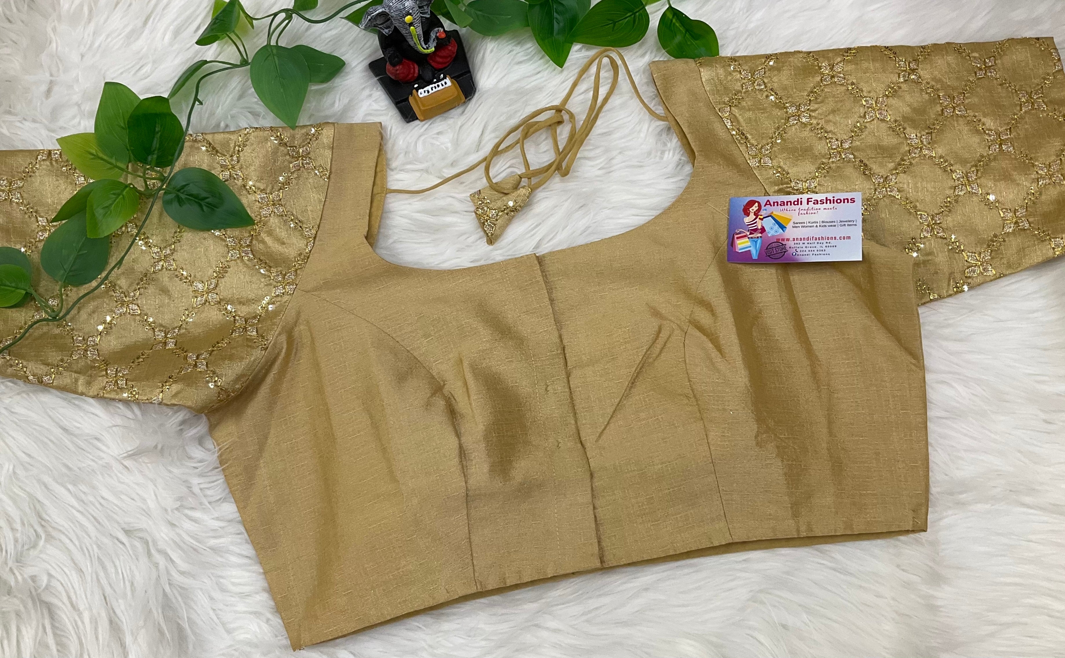 Raw Silk Blouses with embroidery work on sleeves image 4