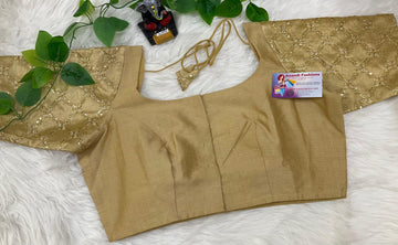 Raw Silk Blouses with embroidery work on sleeves- Size 42