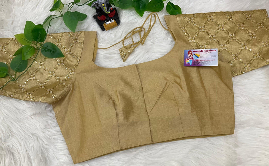 Raw Silk Blouses with embroidery work on sleeves- Size 42