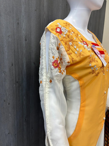 Half white Kurti with Embroidery work Size 36